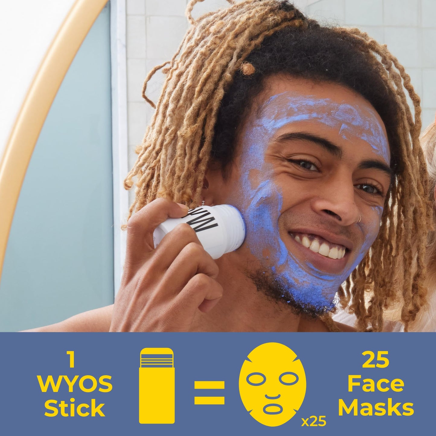 WYOS Pore-Refining Clay Face Mask Stick – White Clay Formula Deep Cleans, Removes Oil, Minimizes Pores – Hands-Free, Mess-Free, Quick Drying, Travel-Friendly Grooming Essential