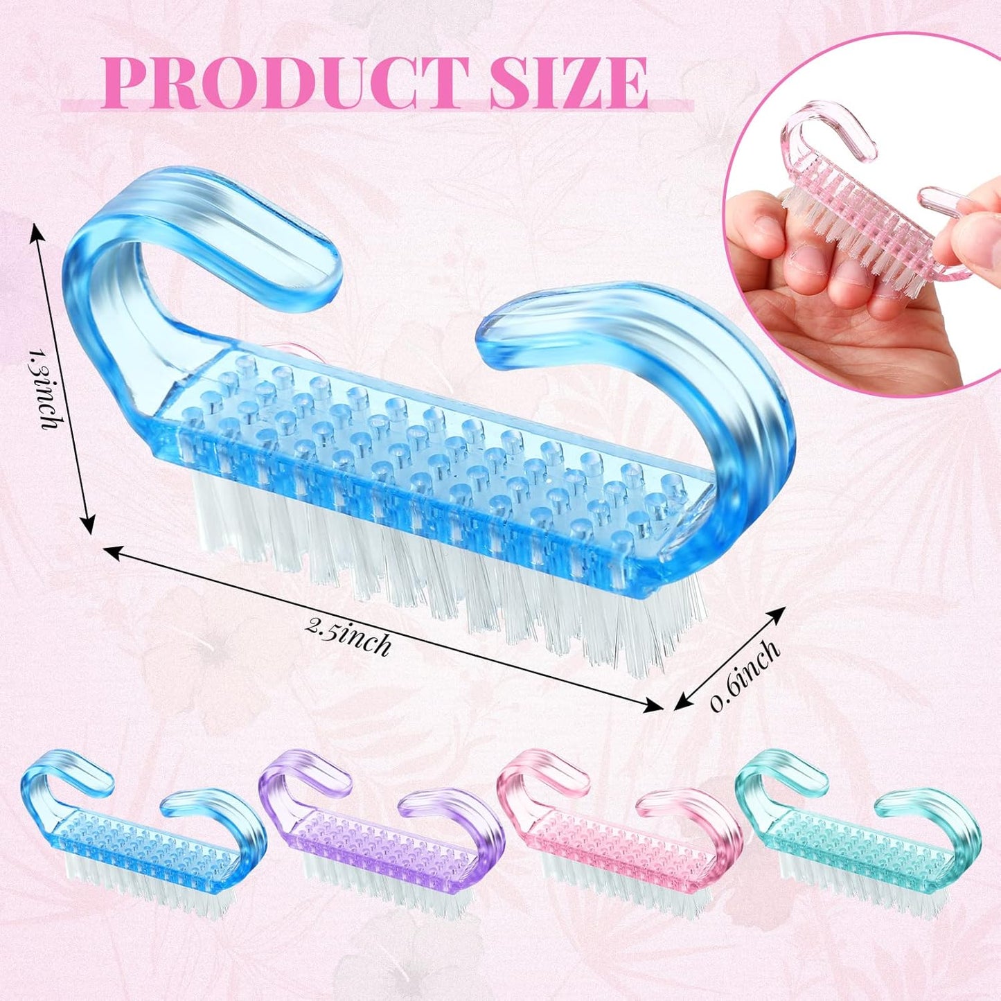 Colorful Nail Cleaning Brushes - Ergonomic Grip Pedicure Scrubbing Tool | 200 Pcs Multicolor Set for Men & Women