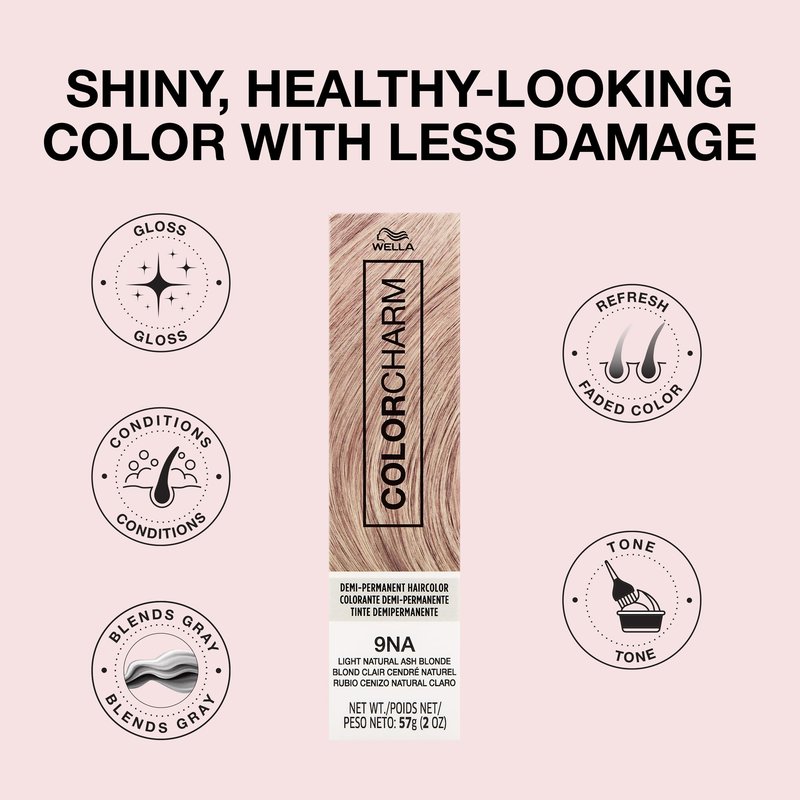 COLORCHARM Demi Permanent Hair Color | 9NA Light Natural Ash Blonde | Gloss, Refresh & Tone | 2 Fl Oz