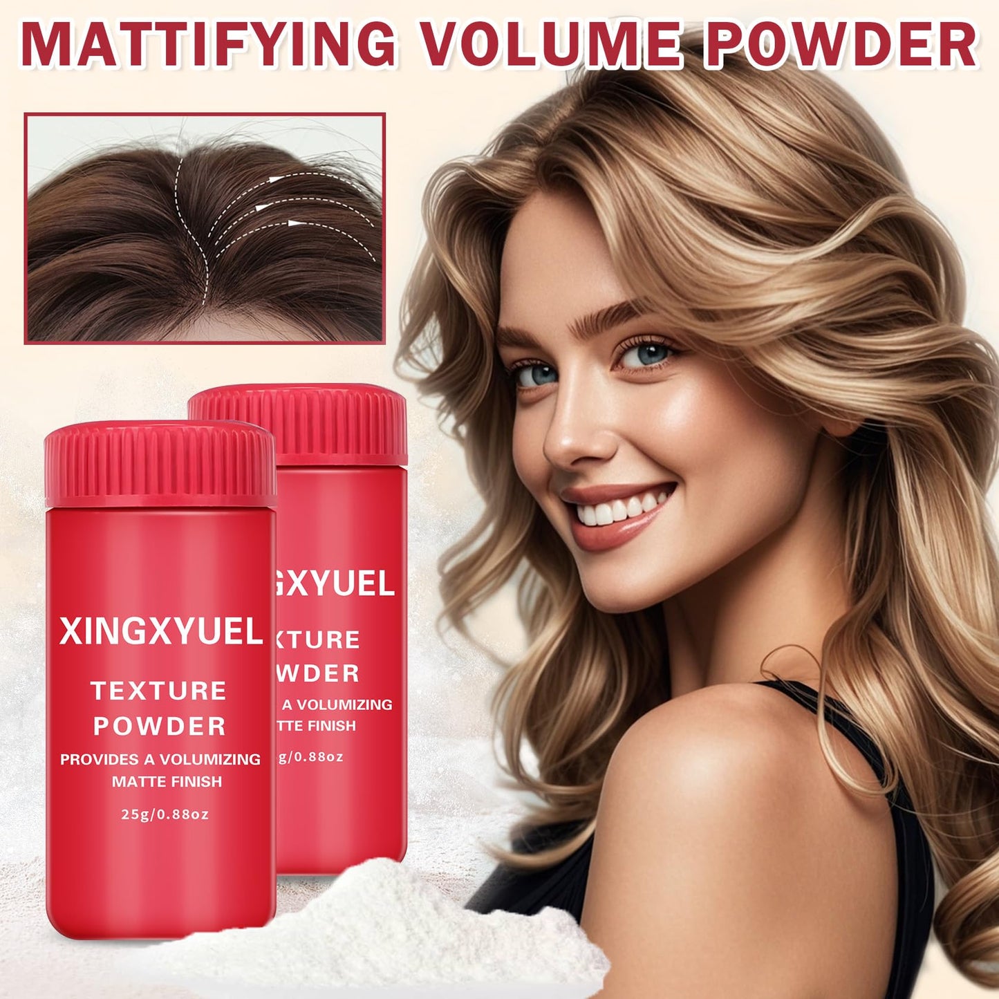 XINGXYUEL 2PCS Mattifying Volume Fluffy Hair Texture Powder for Oil Control and Hair Styling Volumizing Texturizing Powder for Men Women 0.88 oz
