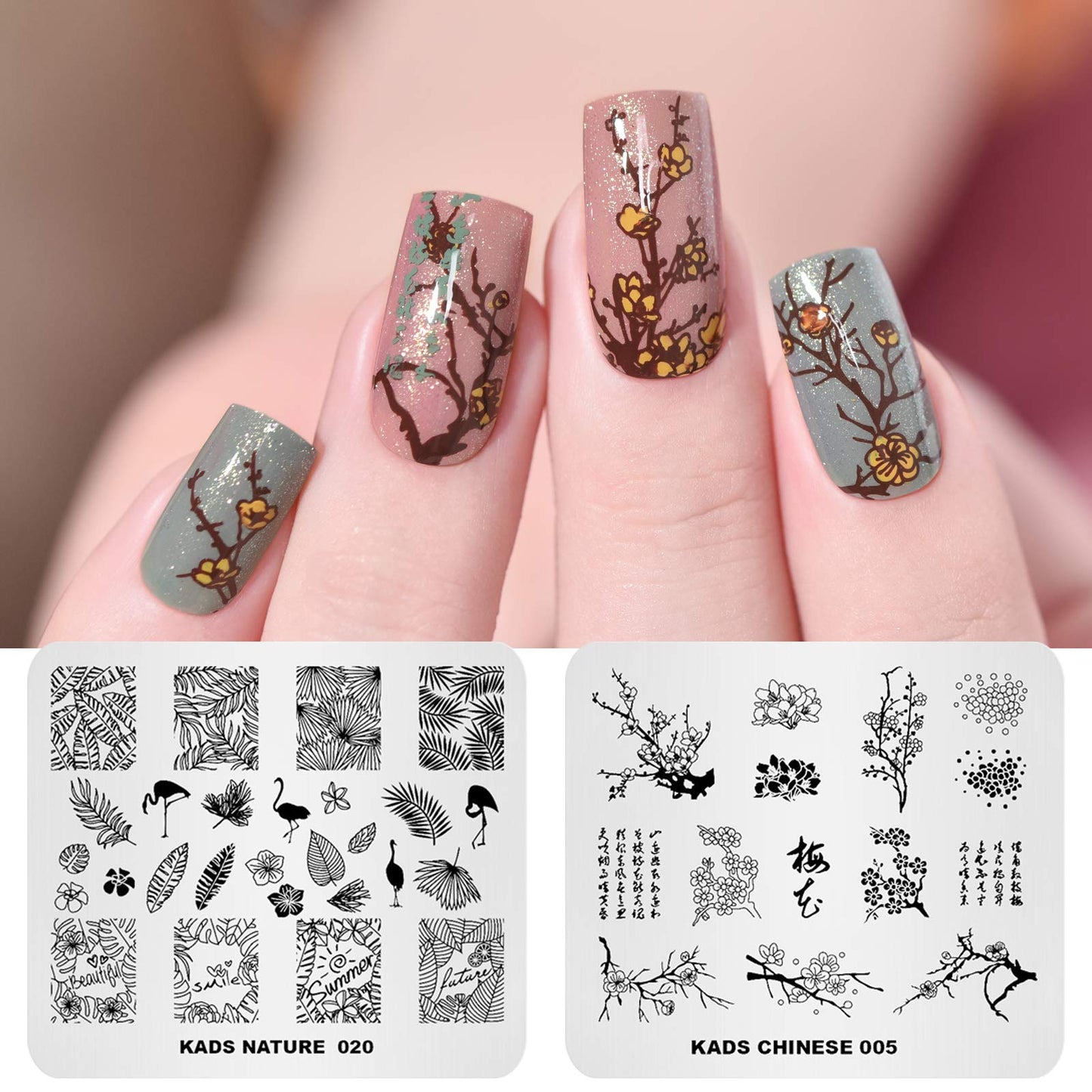 KADS 11pcs Nail Stamp Plates Set 10 Plates Christmas Snowflakes Cute Animals+ 1 Laser Symphony Storage Bag Christmas Nails Art Stamping Plate Set Leaves Flowers Animal Nail Plate Template Image Plate