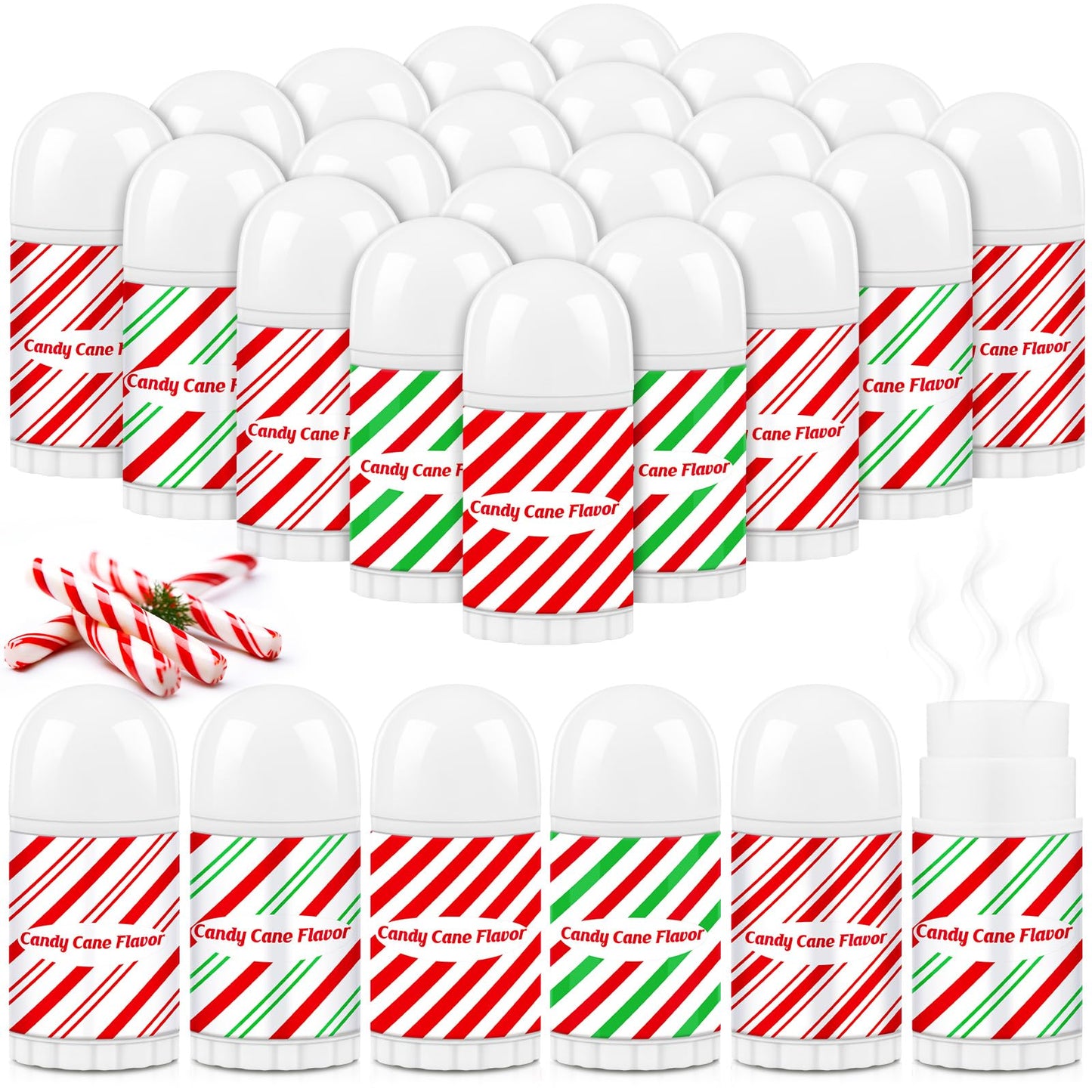 50 Pcs Christmas Lip Balm Bulk Mini Candy Cane Peppermint Flavor Lip Balms Bulk Christmas Stocking Stuffers Xmas Party Gifts Small Thank You Employee Appreciation Gifts for Women Men (Xmas Character)