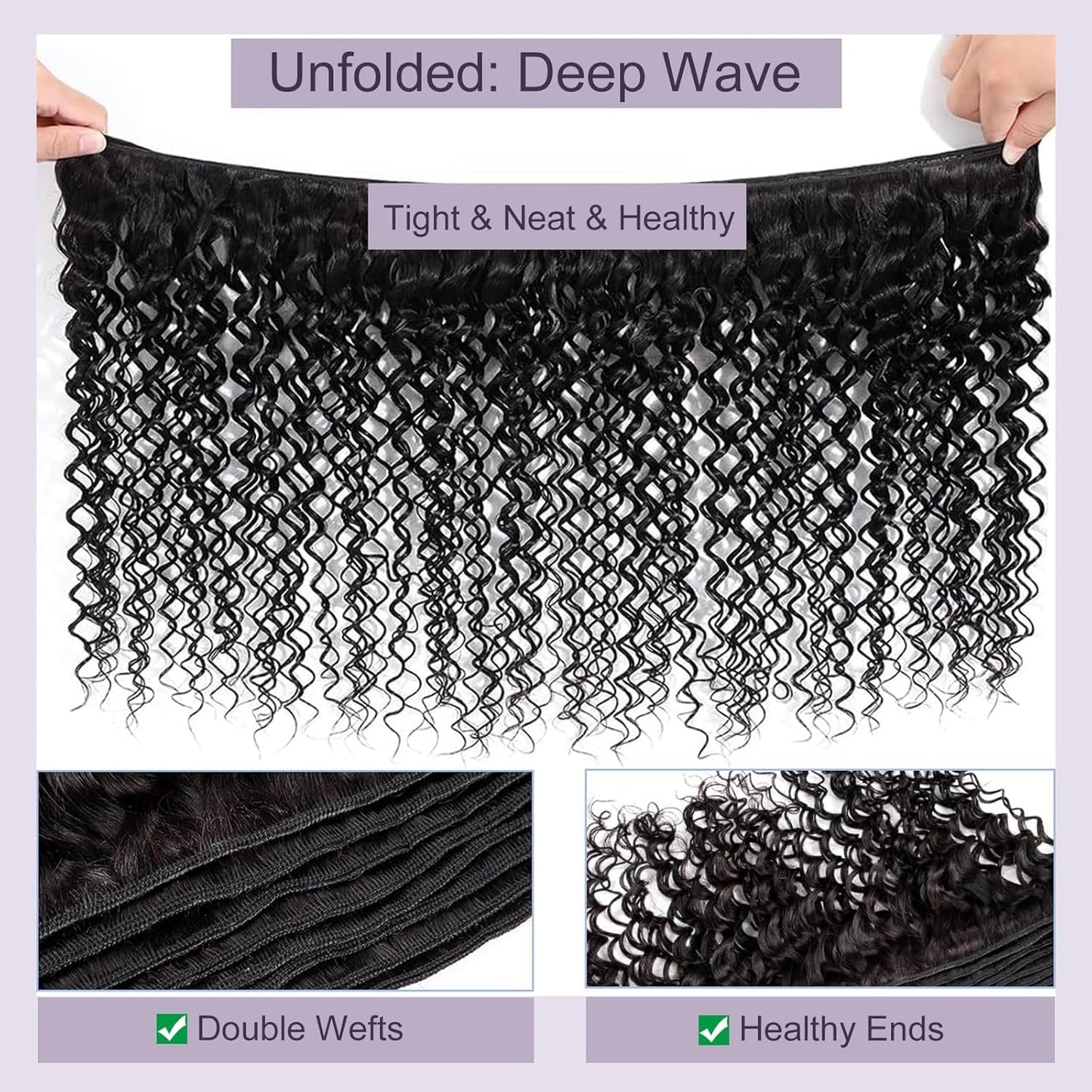 BLACKMOON HAIR Deep Wave Human Hair Bundles 100% Human Hair 100g/Bundles 20 Inches Curly Bundle Human Hair Double Weft Natural Black Wet and Wavy Brazilian Virgin Hair for Black Women