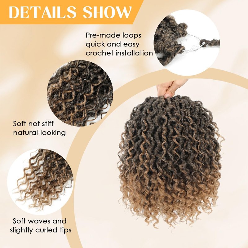Callia Faux Locs Crochet Hair 14 Inch 8 Packs Goddess Locs Crochet Hair for Black Women Pre Looped Boho Faux Locs with Curly Ends T27