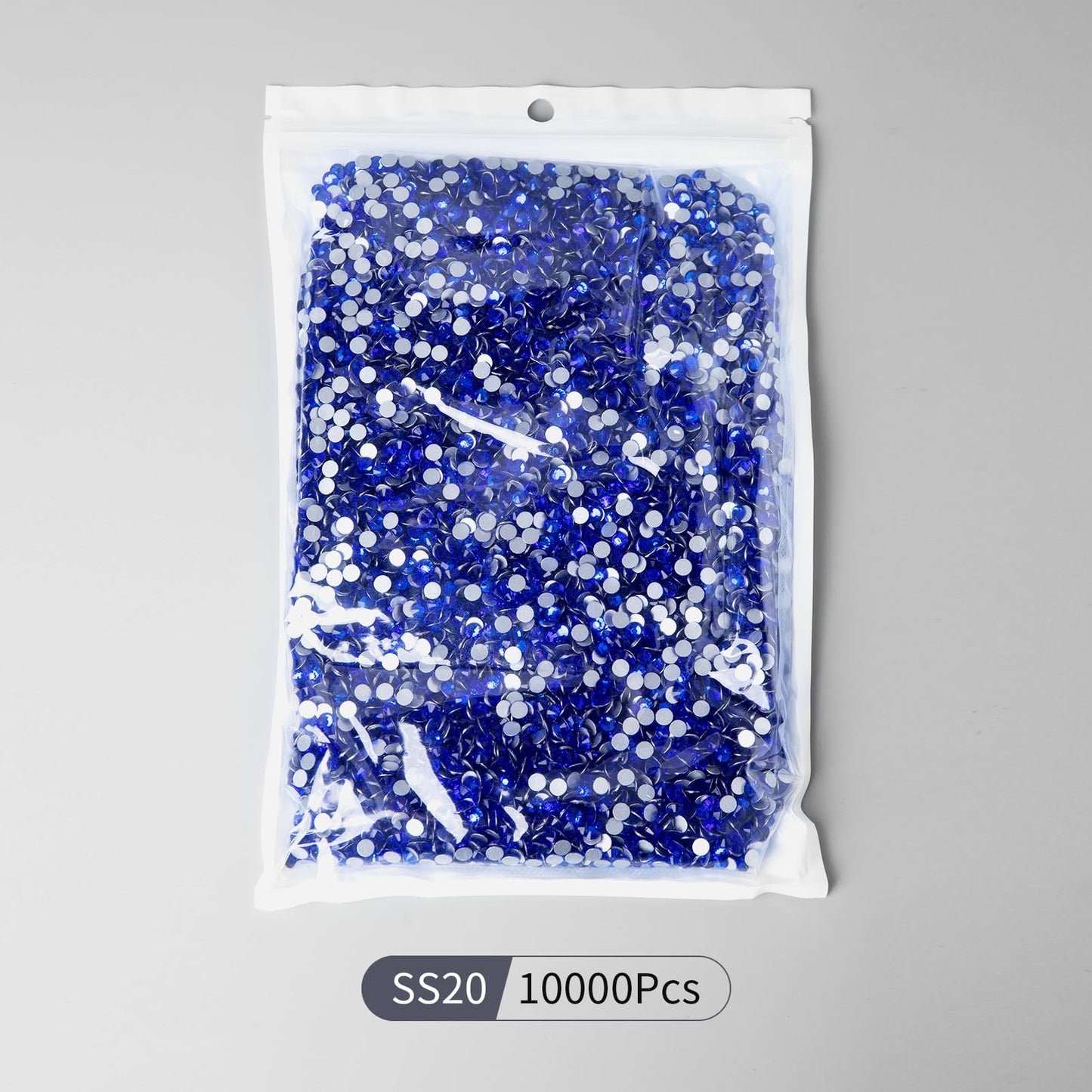10000PCS Royal Blue Rhinestones Bulk, Flat Back Crystal Glass Stone Round Gems,SS20, 4.6-4.8mm