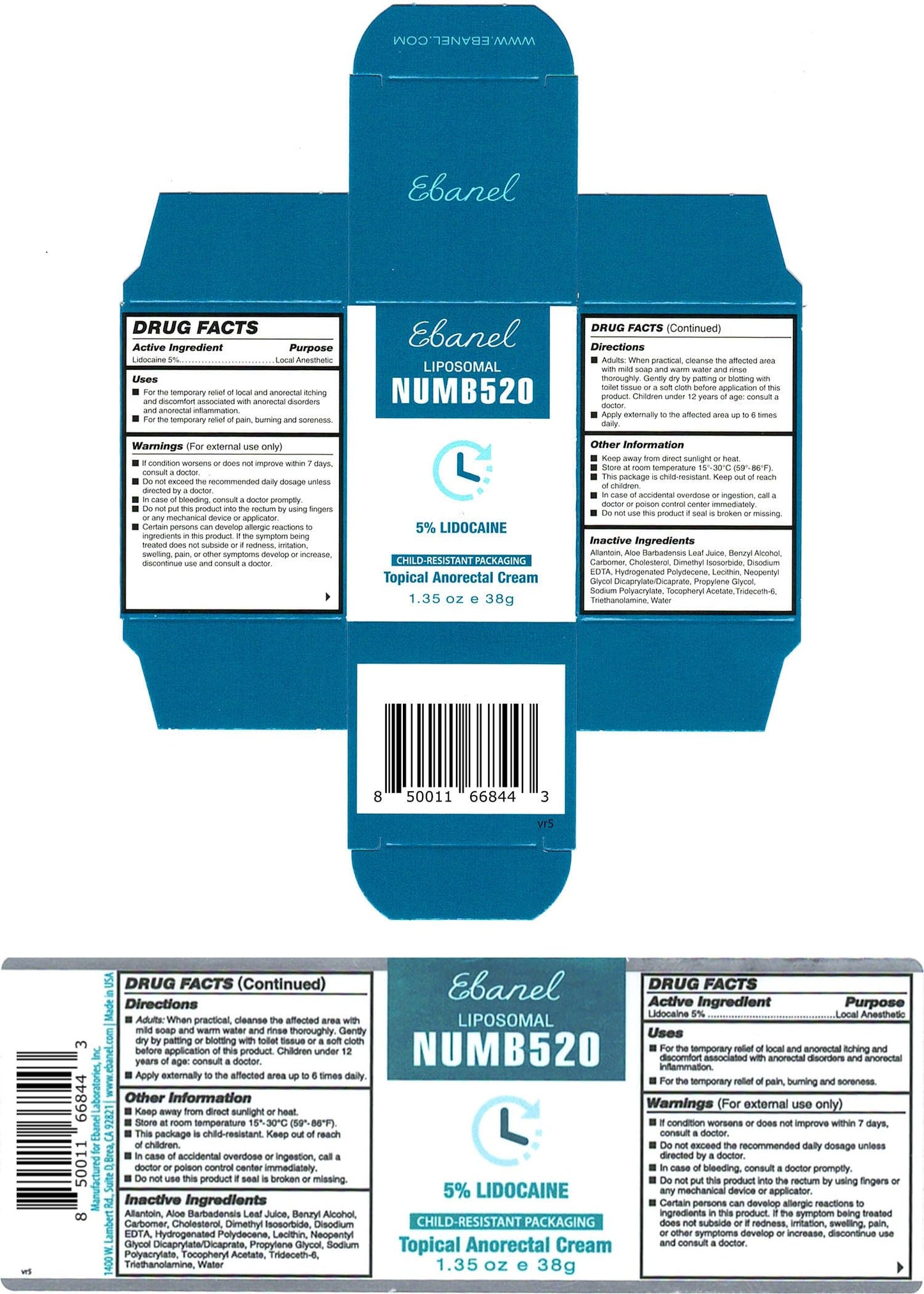 Ebanel Set of 5% Lidocaine Numbing Cream and Tattoo Balm, Numb520 Topical Anesthetic Pain Relief Burn Itch Cream, and Premium Tattoo Aftercare Butter Brightener Ink Color Enhancing Ointment 6Oz