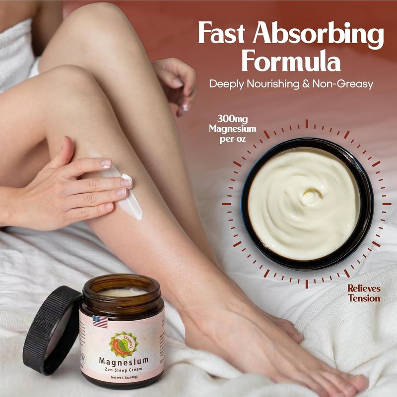 Magnesium Zen Sleep Cream - Organic Relaxation Formula for Natural Sleep | Moisturizing & Cruelty-Free (1.7 oz)