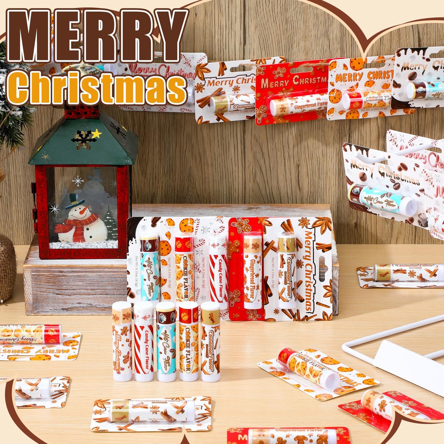 Sacubee 75 Pcs Christmas Lip Balms Bulk Peppermint Candy Flavor Lip Balm Holiday Gingerbread Hot Cocoa Cookie Cinnamon Flavor Christmas Party Gifts Stocking Stuffers for Women Employee Coworkers