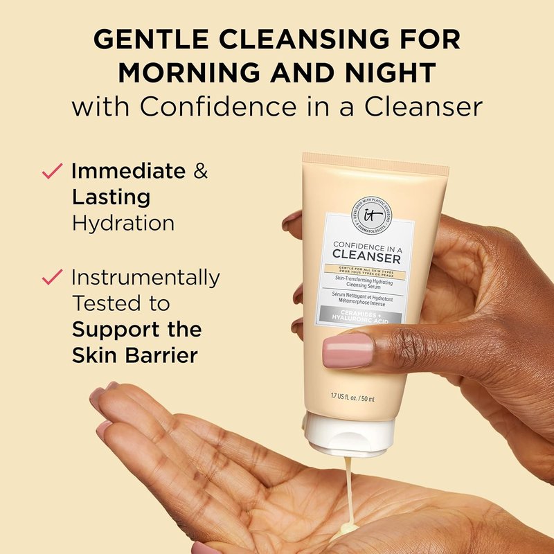 IT Cosmetics Radiance Boosting Skincare Gift Set - 3-Piece Anti-Aging Eye Cream, Moisturizer & Cleanser | Vegan Travel Sizes