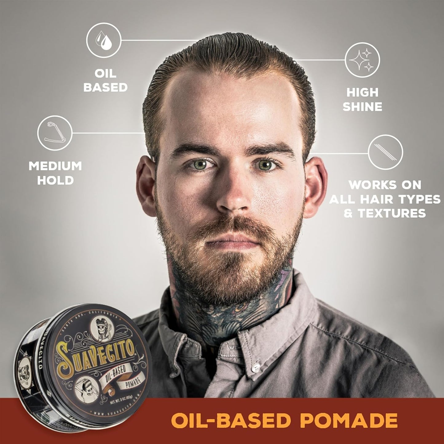 Suavecito Hair & Body Essentials Set - 4-Piece Styling Pomade, Shampoo, Conditioner & Soap Bar