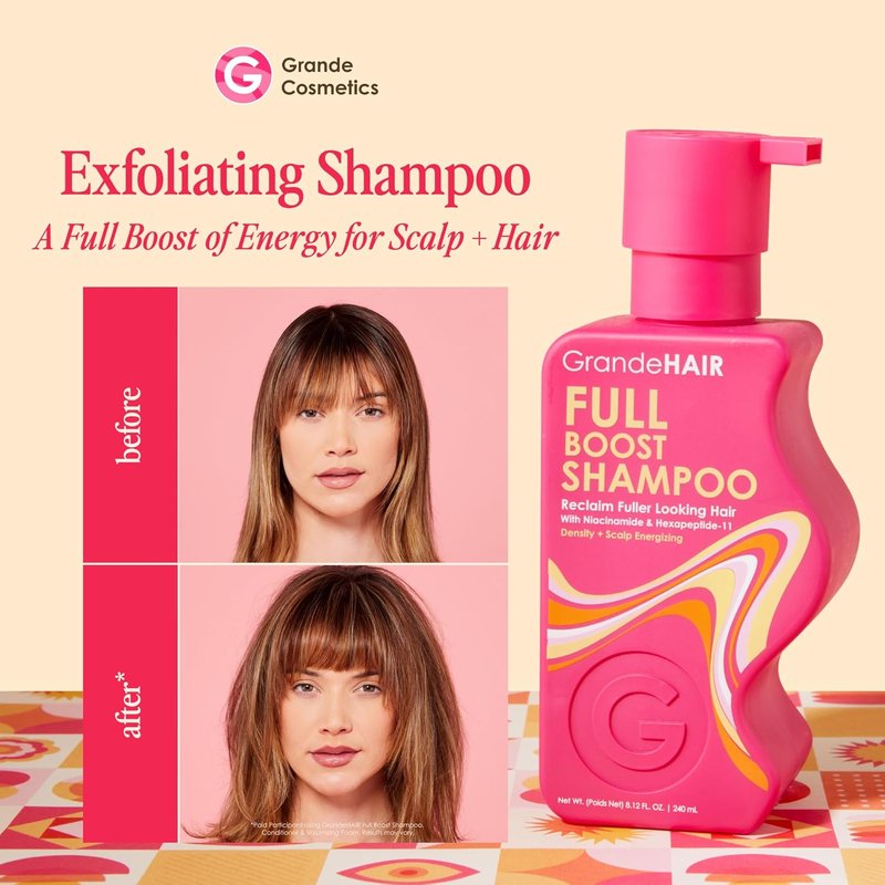 Grande Cosmetics GrandeHAIR Shampoo & Conditioner Set - Sulfate-Free, Biotin & Niacinamide for Healthier, Fuller Hair | 12 oz