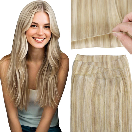 Loxxy Genius Weft Hair Extensions Real Human Hair 18inch Grey Sew in Extensions Real Human Hair Extensions Natural Hair Genius Weft for Short Hair One Piece