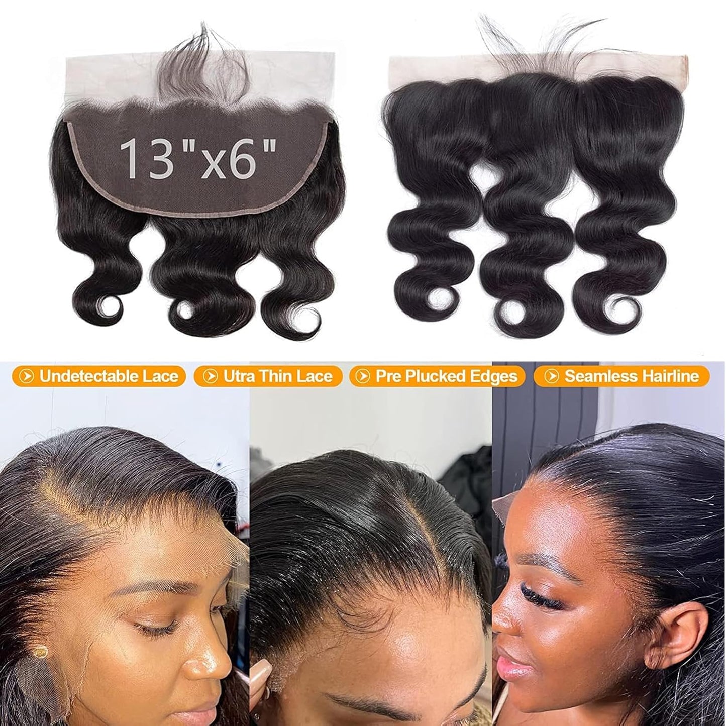 HD Transparent Lace Frontal - 12 Inch Pre-Plucked Body Wave Closure | Natural Black Brazilian Virgin Hair