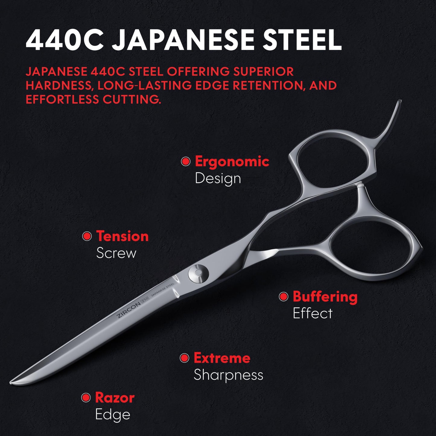 Suvorna Professional Hair Cutting Scissors - 6.5" Barber Shears for Hair Cutting - Japanese Stainless Steel Haircut Scissors for Barbers and Hairdressers - Razor Edge Hair Shears for Women and Men