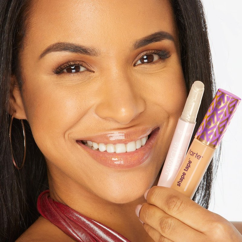 tarte icons shape tape concealer & maracuja juicy lip duo – Full Coverage Concealer with Hydrating Nourishing Lip Gloss Balm, Vegan & Cruelty-Free, full size, 29N light-medium & sunflower