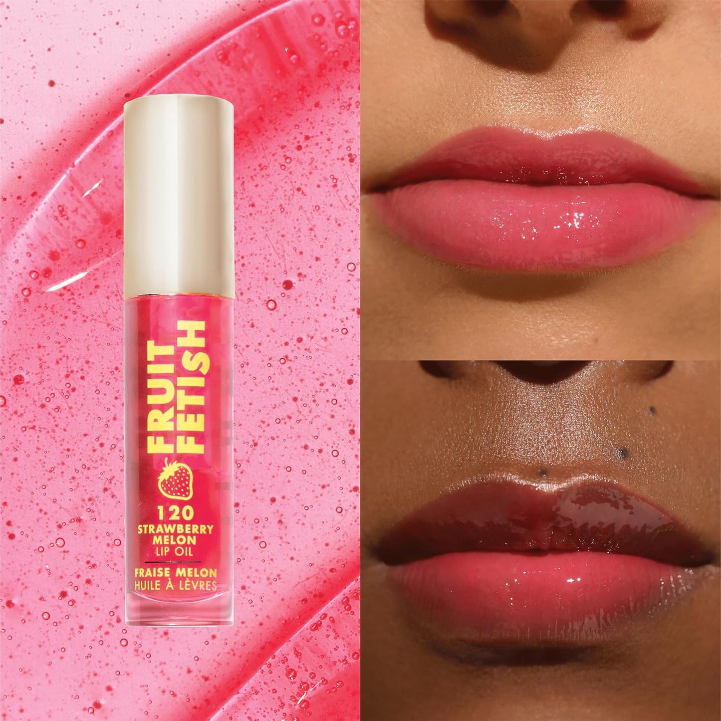 Milani Fruit Fetish Lip Oil - Tinted Hydrating Lip Gloss with Vitamin E | Strawberry Melon, 0.14 oz
