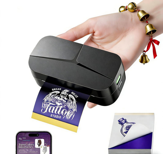 TATTMUSE Tattoo Stencil Printer for Beginners, Mini Tattoo Printer with 30 Pcs Transfer Paper, Bluetooth Stencil Printer Compatible with Phone & Tablet, Tattoo Machine Kit for Professional