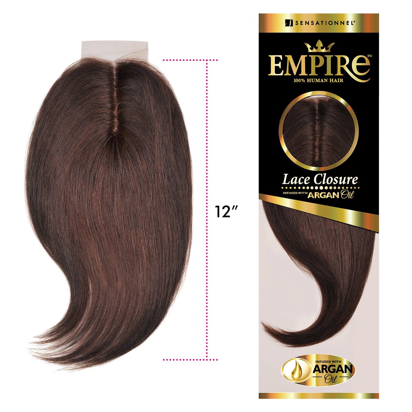 Sensationnel Empire humanhair lace closure - yaki 12 inch 3 way lacepart hand tied weaving closure (1 JETBLACK)