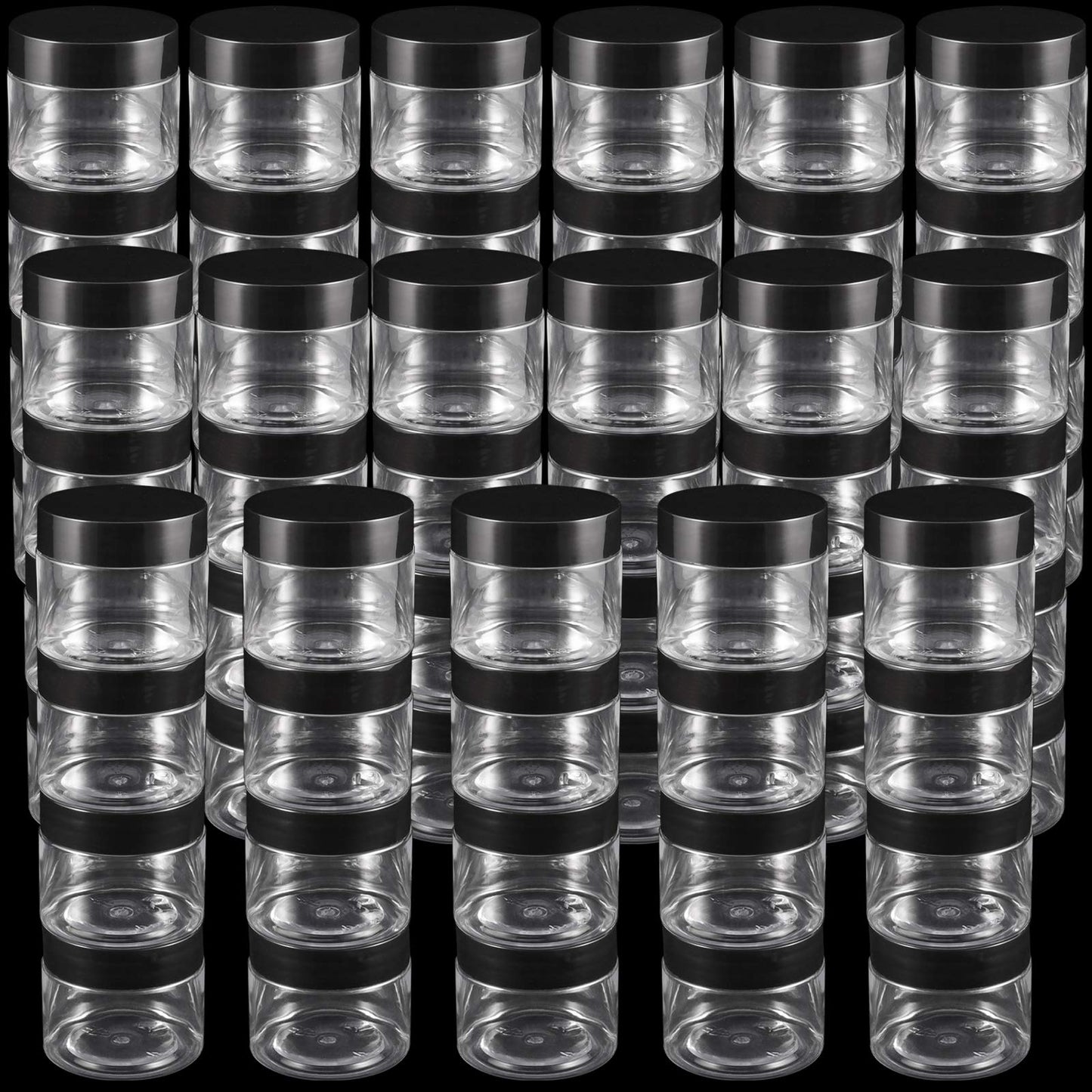 ZEONHAK 68 Pack 2 OZ Plastic Jars with Lids, Round Clear Slime Containers, Refillable Cosmetic Containers for Travel, Storage Lotion Cream Cosmetics Powders and Small Parts