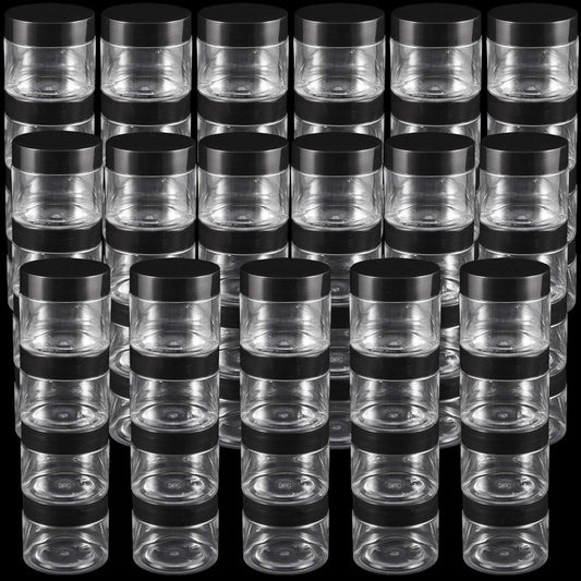 ZEONHAK 68 Pack 2 OZ Plastic Jars with Lids, Round Clear Slime Containers, Refillable Cosmetic Containers for Travel, Storage Lotion Cream Cosmetics Powders and Small Parts