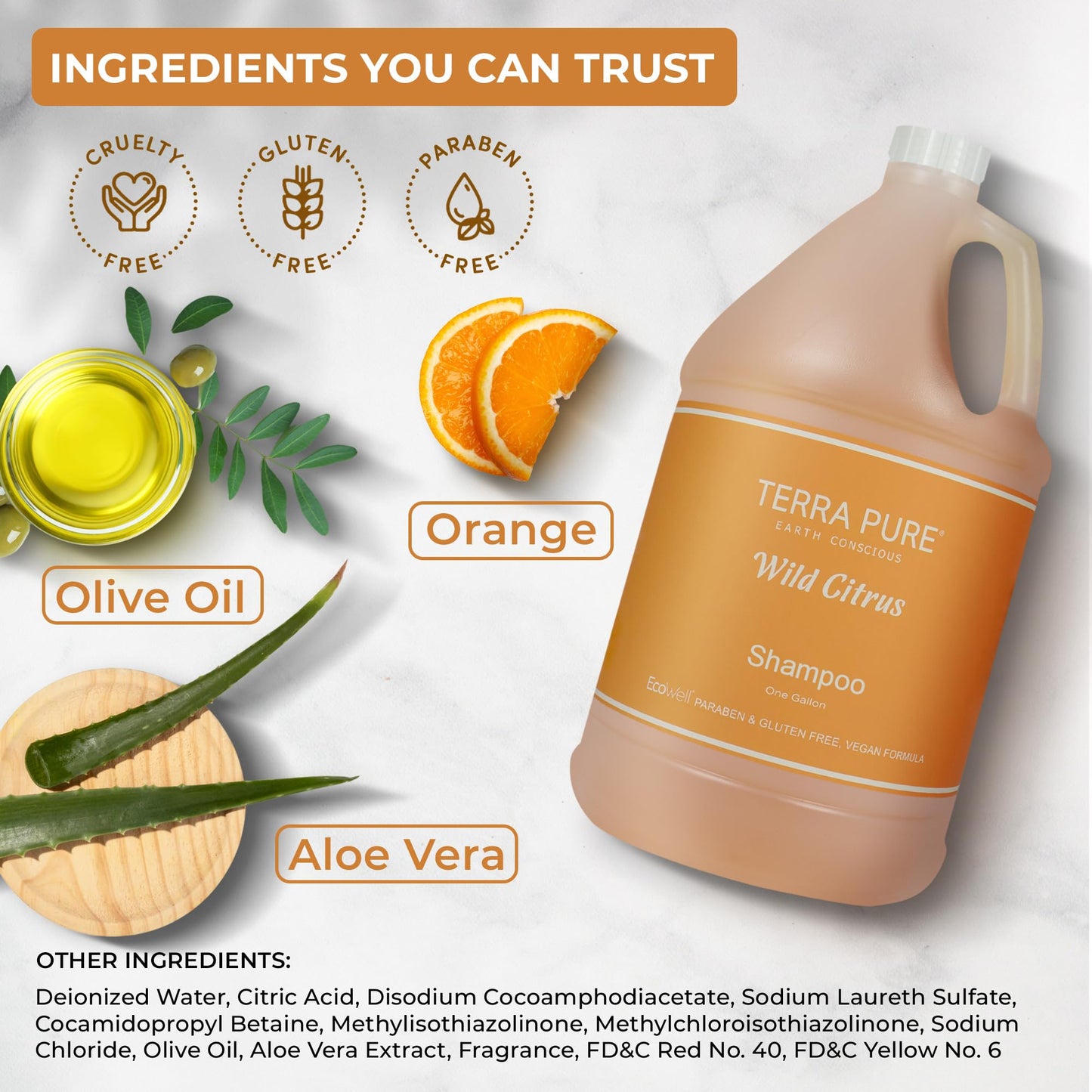 Terra Pure 1 Gallon Shampoo Luxury Hotel Toiletry Bulk Size Designed to Refill Soap Dispensers 128 oz