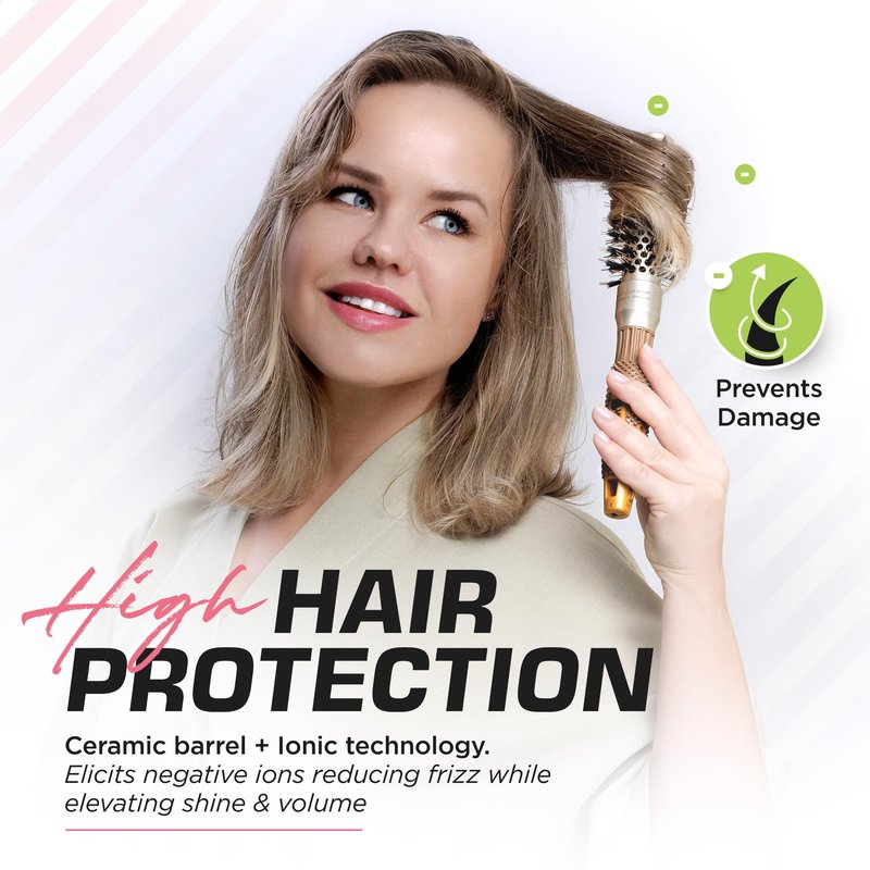 Fagaci Small Round Brush with Natural Boar Bristle for Blow Drying, Hair Styling, and Volume | Nano Technology Ceramic + Ionic for Healthy Hair