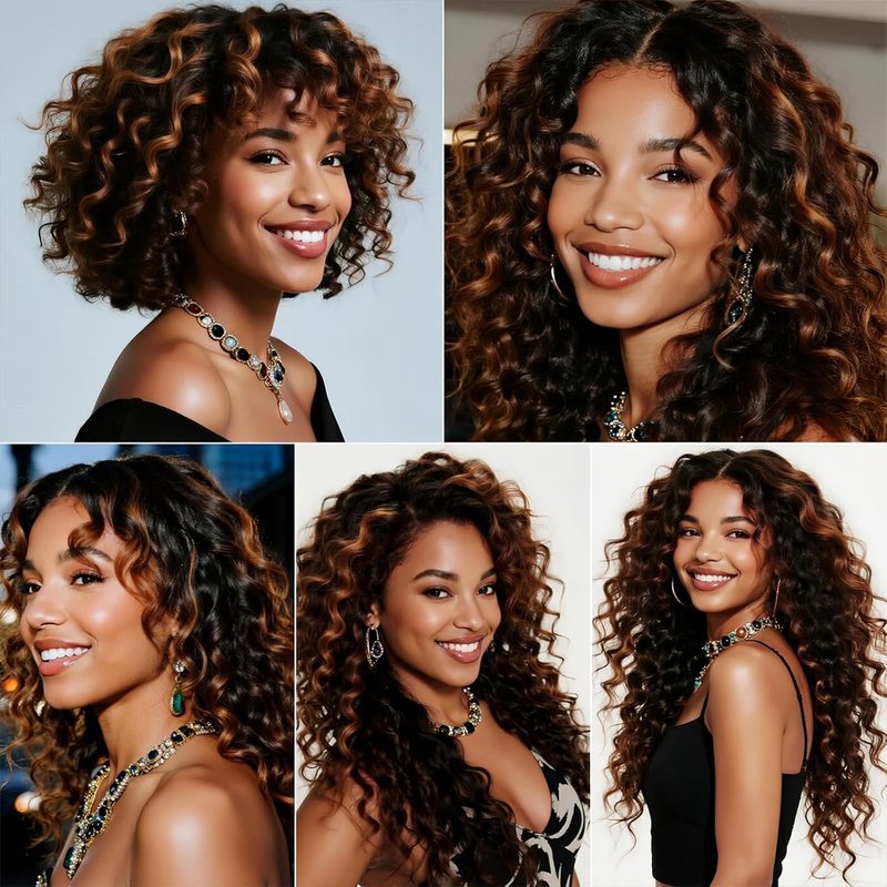 Highlight Human Hair Bundles P1B30 Ombre Brown kinky Curly Bundles 8 10 12 inch Double Weft Highlight Brown Kinky Curly Human Hair Weave Brazilian Virgin Remy Hair Extensions