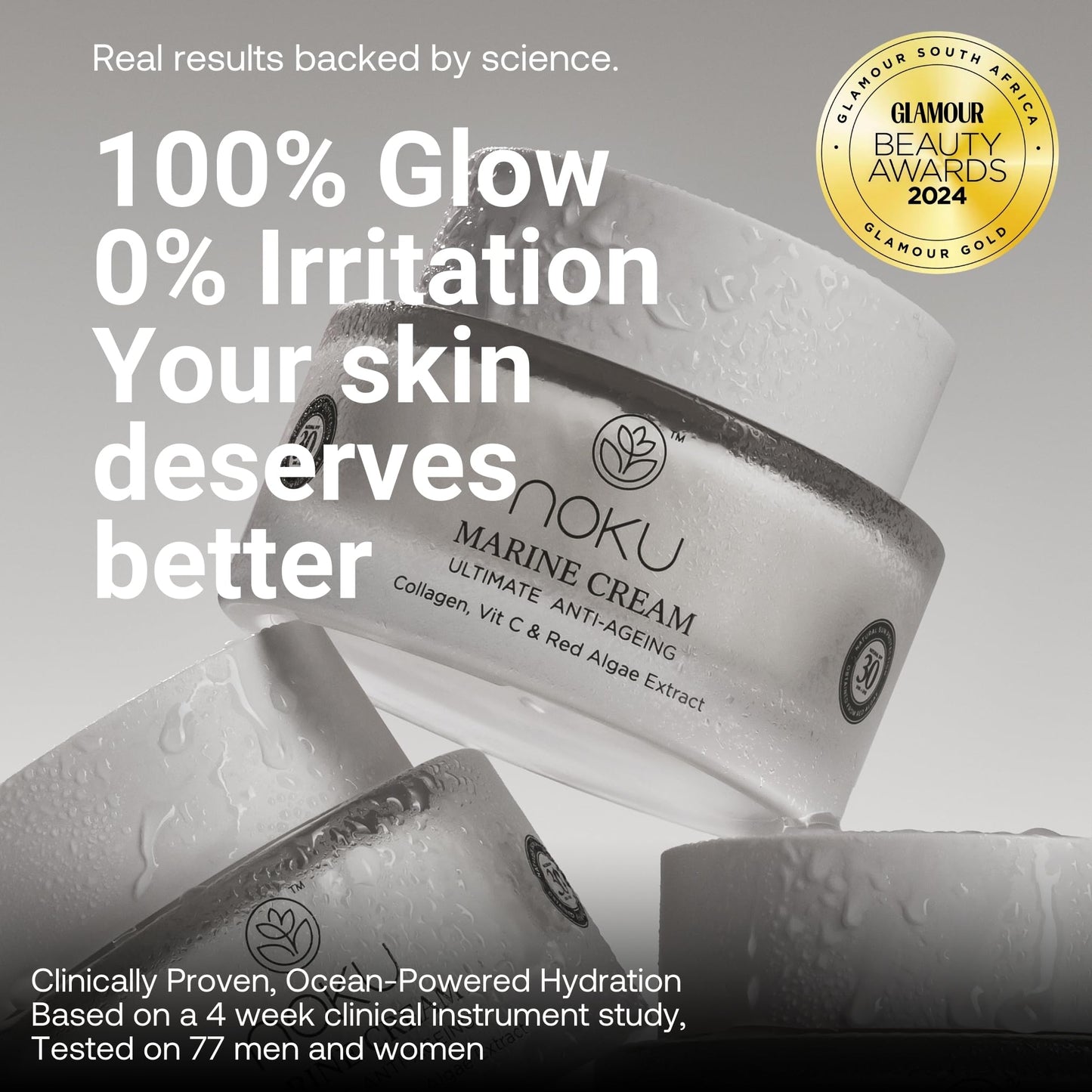 Noku Marine Cream – EWG VERIFIED UltraHydrating Anti-Aging Moisturizer for Men & Women with Red Algae, Vegan Collagen & Argireline Peptides | 50 ml | Vegan, Cruelty-Free, Award-Winning Formula