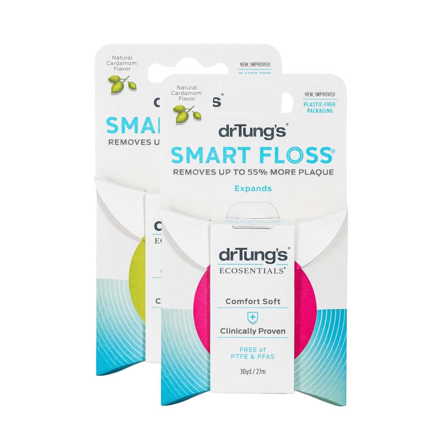 DrTung's Natural Dental Floss - PTFE & PFAS Free, Gentle on Gums | Cardamom Flavor (Pack of 2)