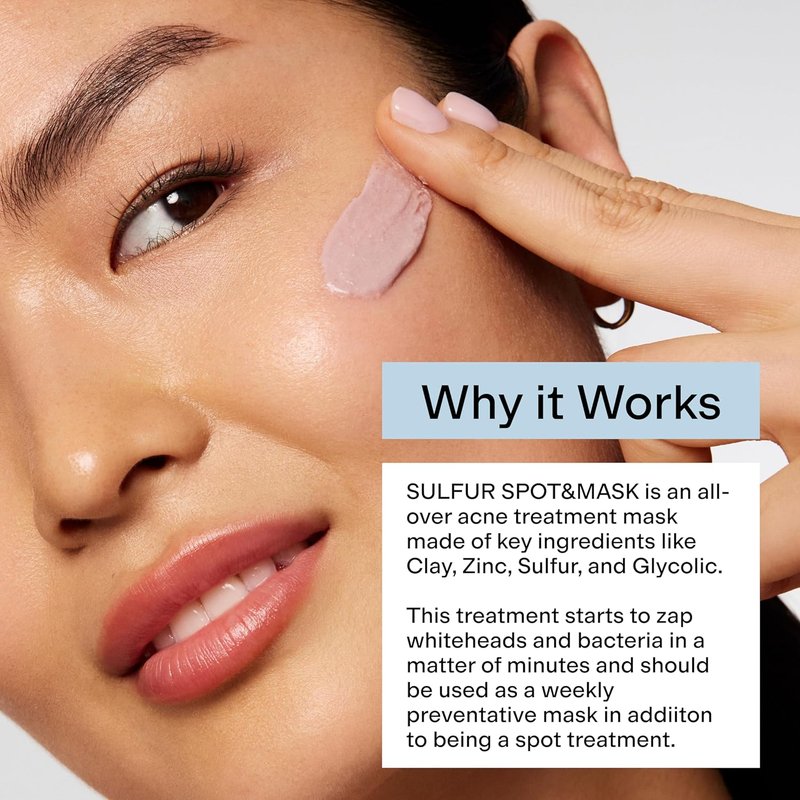 CLEARSTEM Sulfur Spot & Mask | Acne-Fighting Face Mask with Kaolin Clay & Glycolic Acid for Clear Skin - Weekly Treatment