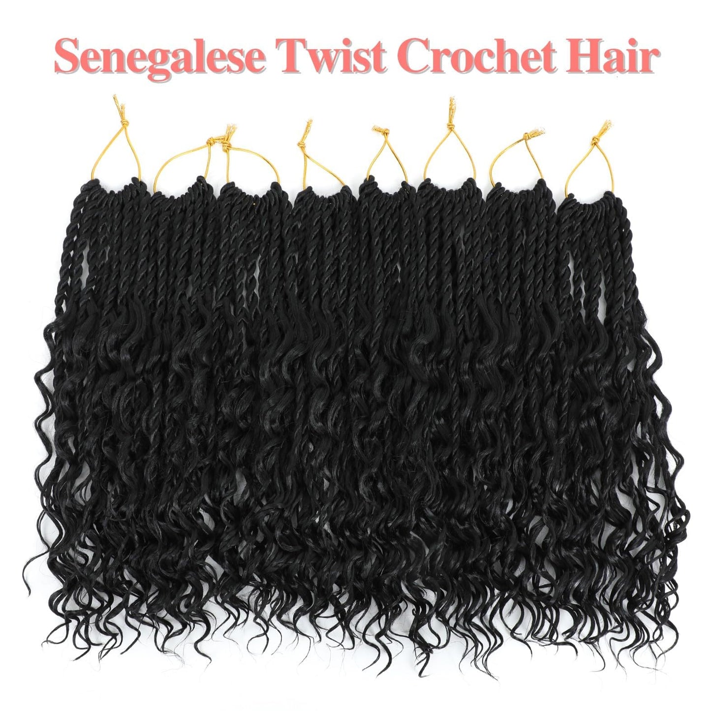 Senegalese Twist Crochet Hair - 8 Packs Boho Island Twist Crochet Hair with Curly Ends 16 Inch Pre Looped Goddess Crochet Twist Hair Extensions for Black Women (16 Inch(8 Packs), 1B/30/27)