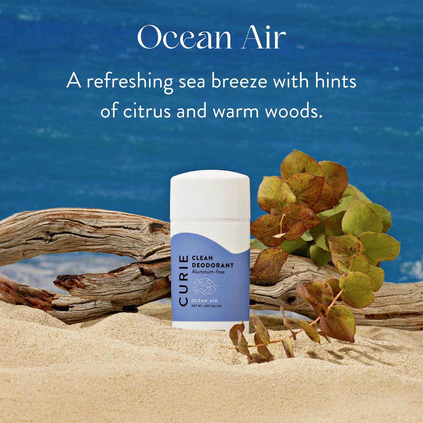 Curie Natural Deodorant for Women - Ocean Air - Aluminum Free, Clean, Sustainable, Vegan, Paraben Free (3pk)