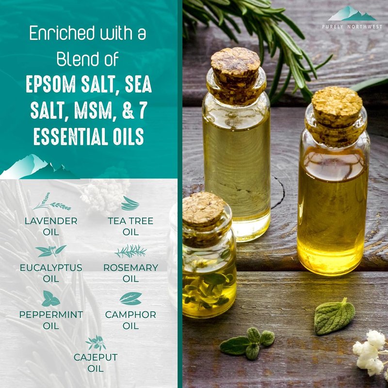 Tea Tree Oil & Peppermint Foot Soak - Epsom Salt Relief for Stubborn Odor, Athletes Foot & Itchy Skin | 16 oz