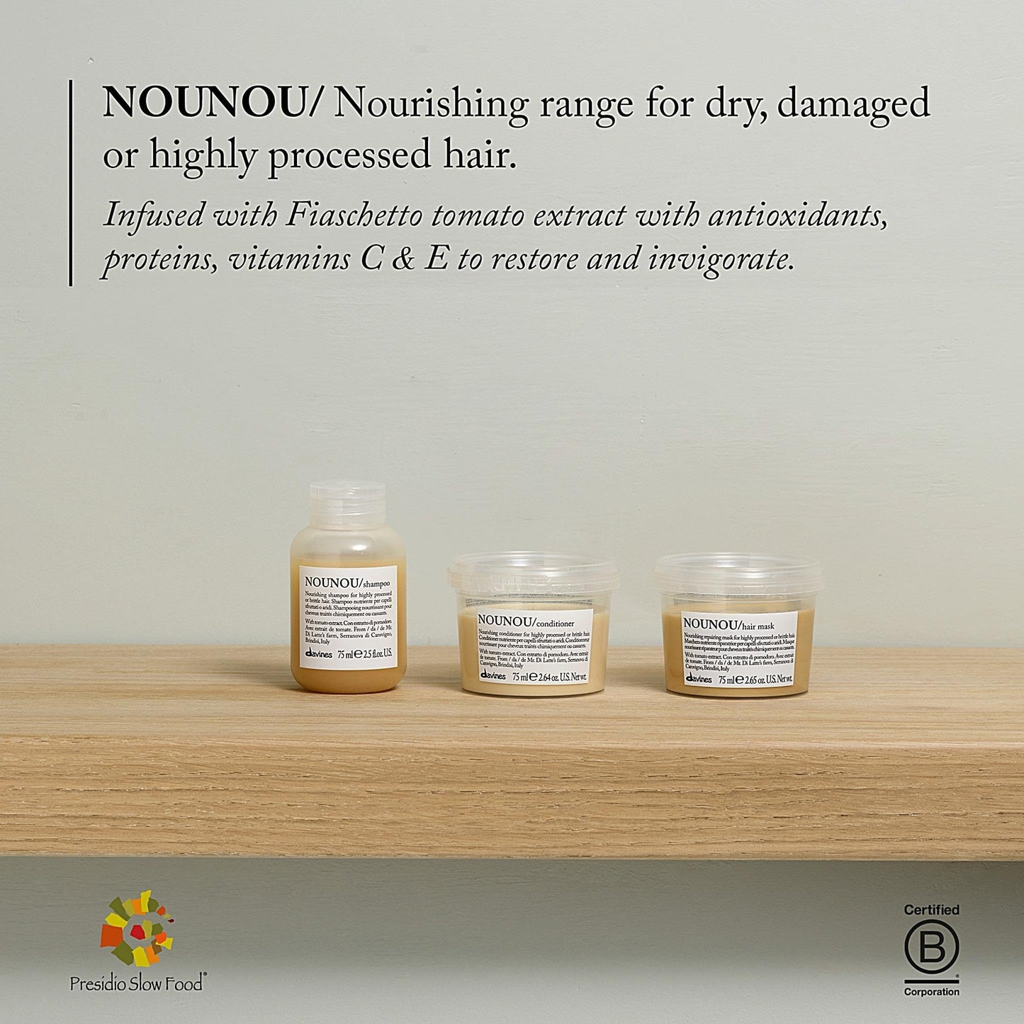 Davines NOUNOU Hydrating Deep Shampoo & Conditioner for Bleached, Permed, Relaxed, Damaged Hair or Very Dry Hair, Replenishes Chemically Processed Hair, Travel Set