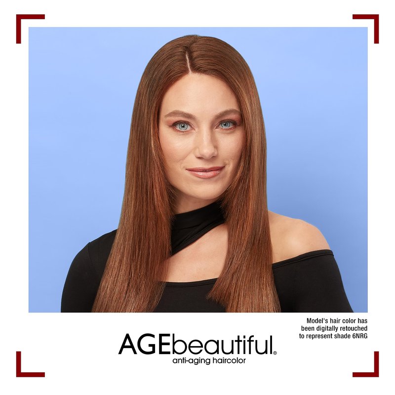AGE beautiful Permanent Hair Color Dye Liqui Creme | 100% Gray Coverage | Anti-Aging Haircolor | Biotin for Thicker, Fuller Hair | Professional Salon Coloring | 7NRG Dark Neutral Red Golden Blonde
