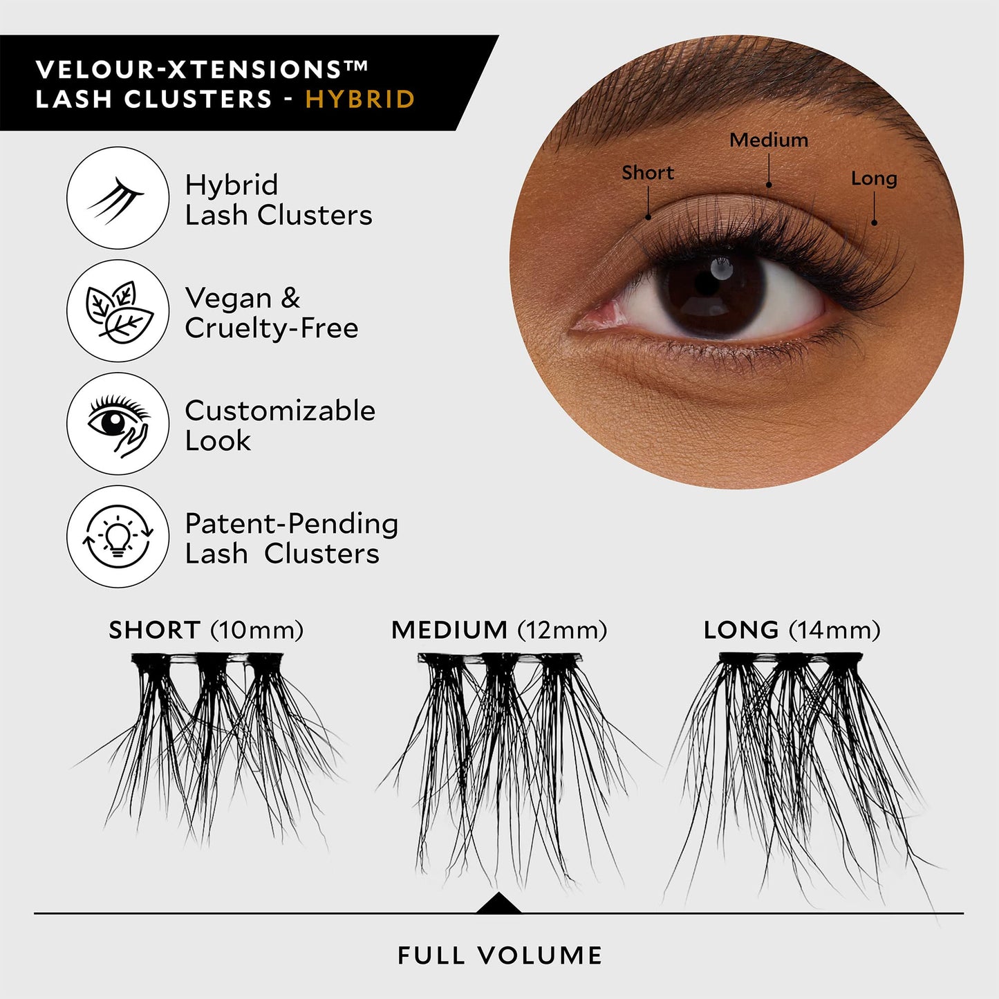 Velour Xtensions Eyelash Refills - False, Individual Vegan Lash Extensions - Lightweight, Fluffy, Reusable, Handmade Lashes - Wear up to 3 Weeks, Lash Clusters, Soft and Comfortable, All Eye Shapes