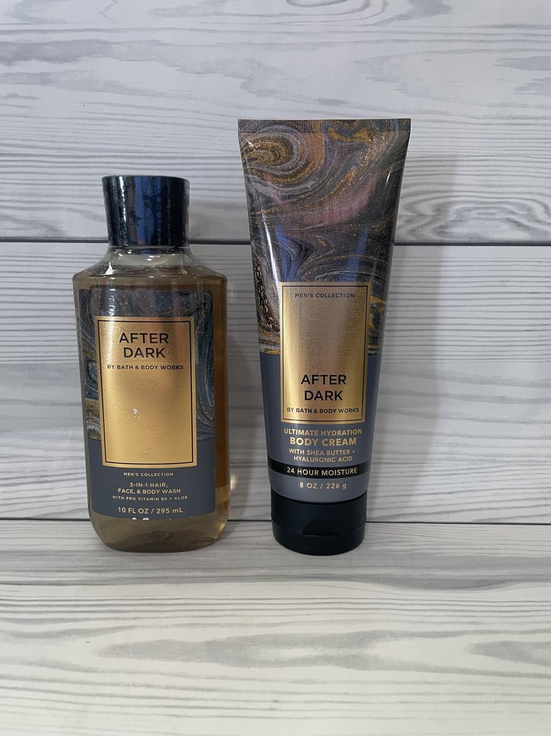 Bath & Body Works After Dark Men's 3-in-1 Hair, Face & Body Wash and Body Cream 2 Piece Set