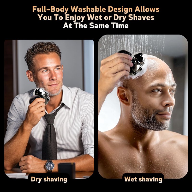 Electric Razor for Men,Head Shavers for Bald Men,Electric Shavers for Men with Wet & Dry Bald Head Shaver 9D Floating, 5-in-1 Body Shavers Comes with Magnetic Detachable Blades