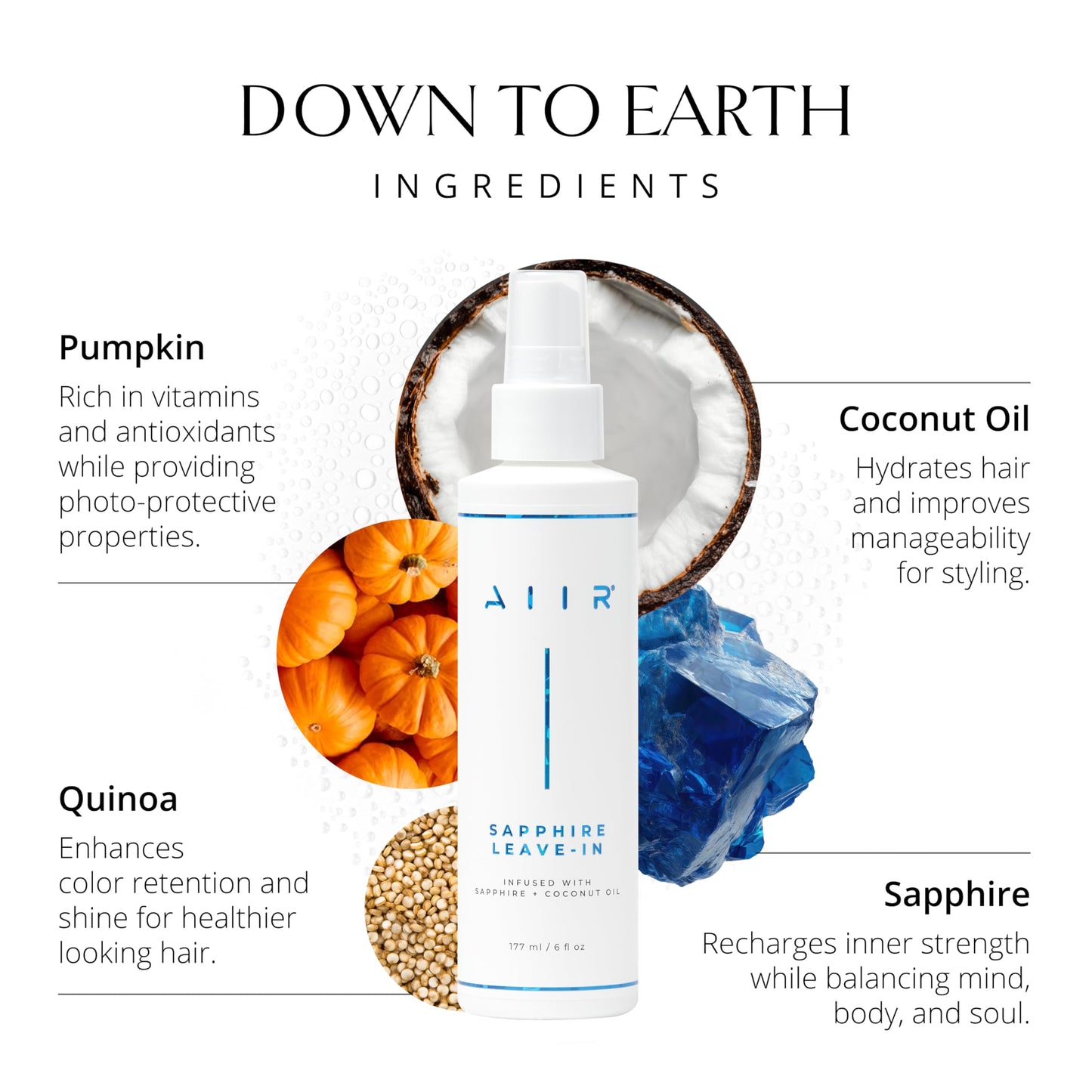AIIR Sapphire Leave In Conditioner - Lightweight Moisturizing Detangler, Hydrate Dry Damaged Hair, Tame Frizz & Flyaways, Heat Protectant Spray for Blowouts and Thermal Styling, 6 oz