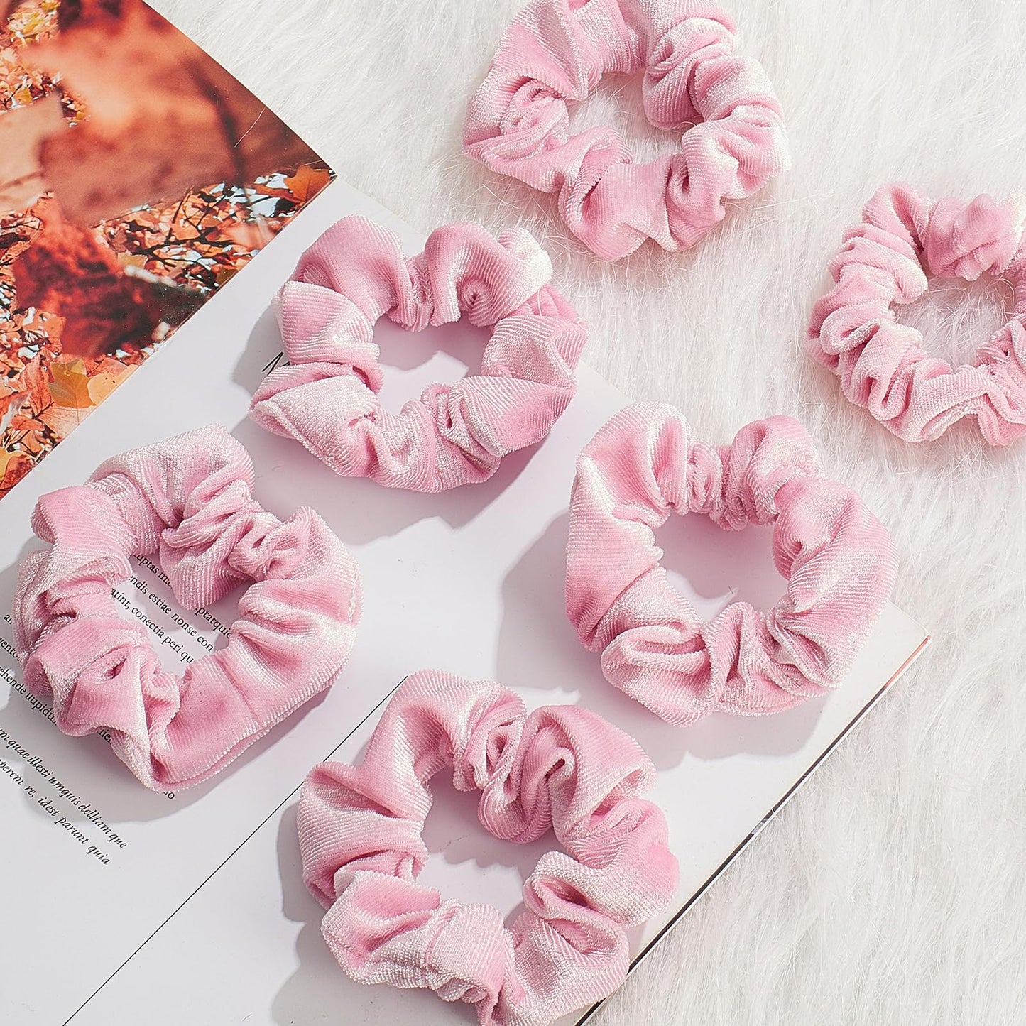 Juexica 150 Pcs Pink Velvet Scrunchies Bulk Soft Hair Scrunchy Cute Hair Ties Scrunchies Solid Color Elastic Bands for Women Girl Party Favors (Pink)