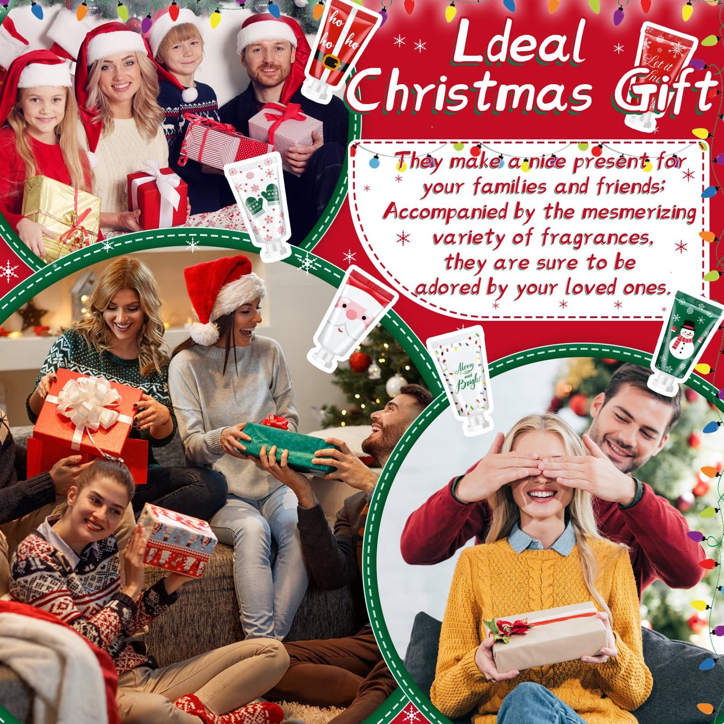 24 Pieces Secret Santa Gift Set: Mini Christmas Hand Cream Travel Size Lotion Bulk Holiday Stocking Stuffers Appreciation Gifts for Women Employee Coworker Staff 30ml 6 Natural Plant Fragrance