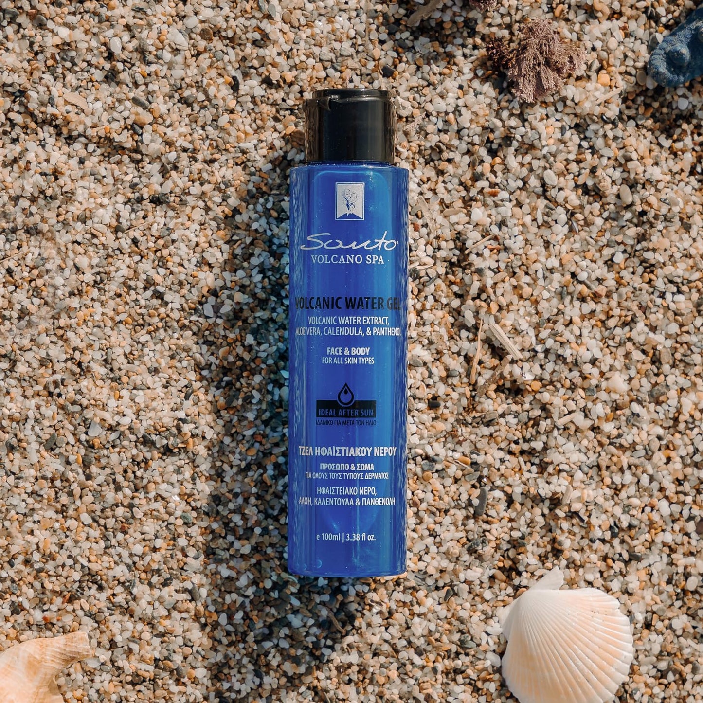 Santo Volcano Volcanic Water Gel 100ml – Soothing & Hydrating Hydro Gel Moisturizer for Face & Body – Reduces Redness, Itchiness, Irritation and Sunburn