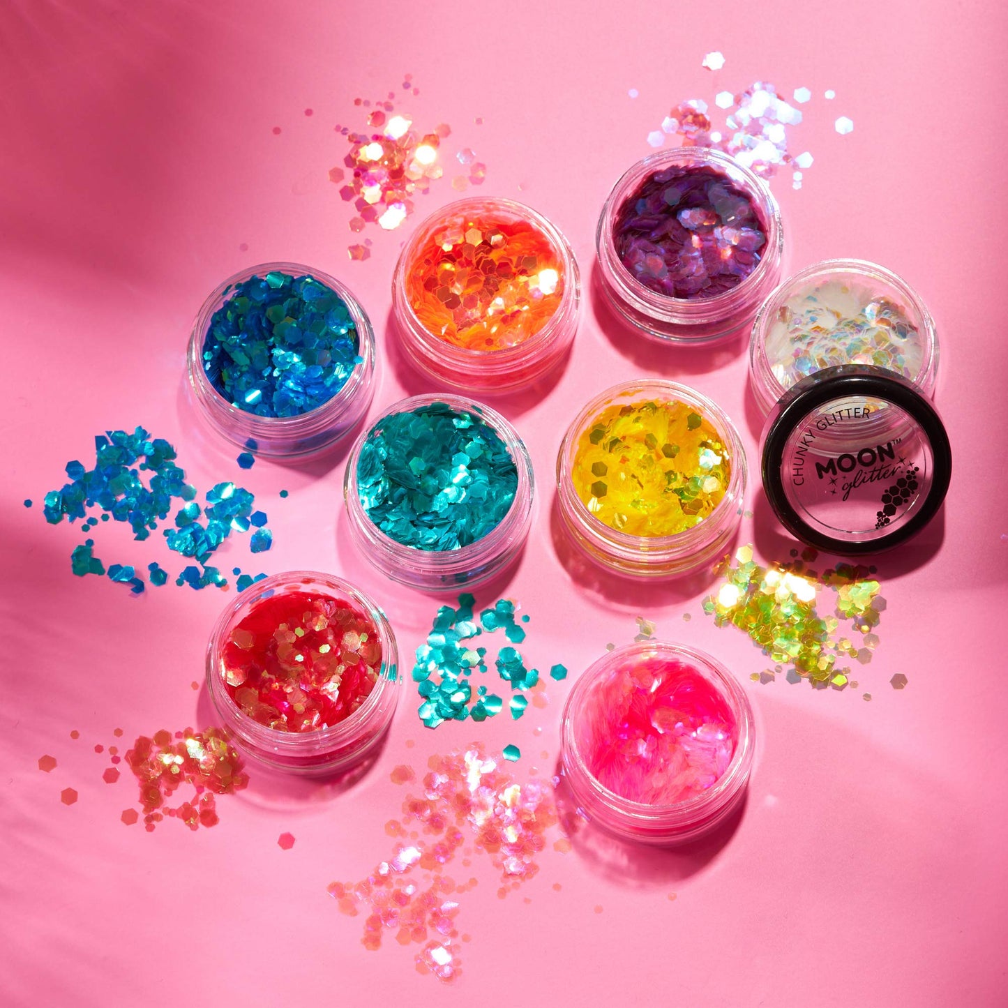 Moon Glitter Iridescent Chunky Glitter 100% Cosmetic Glitter for Face, Body, Nails, Hair and Lips - 0.10oz - Yellow