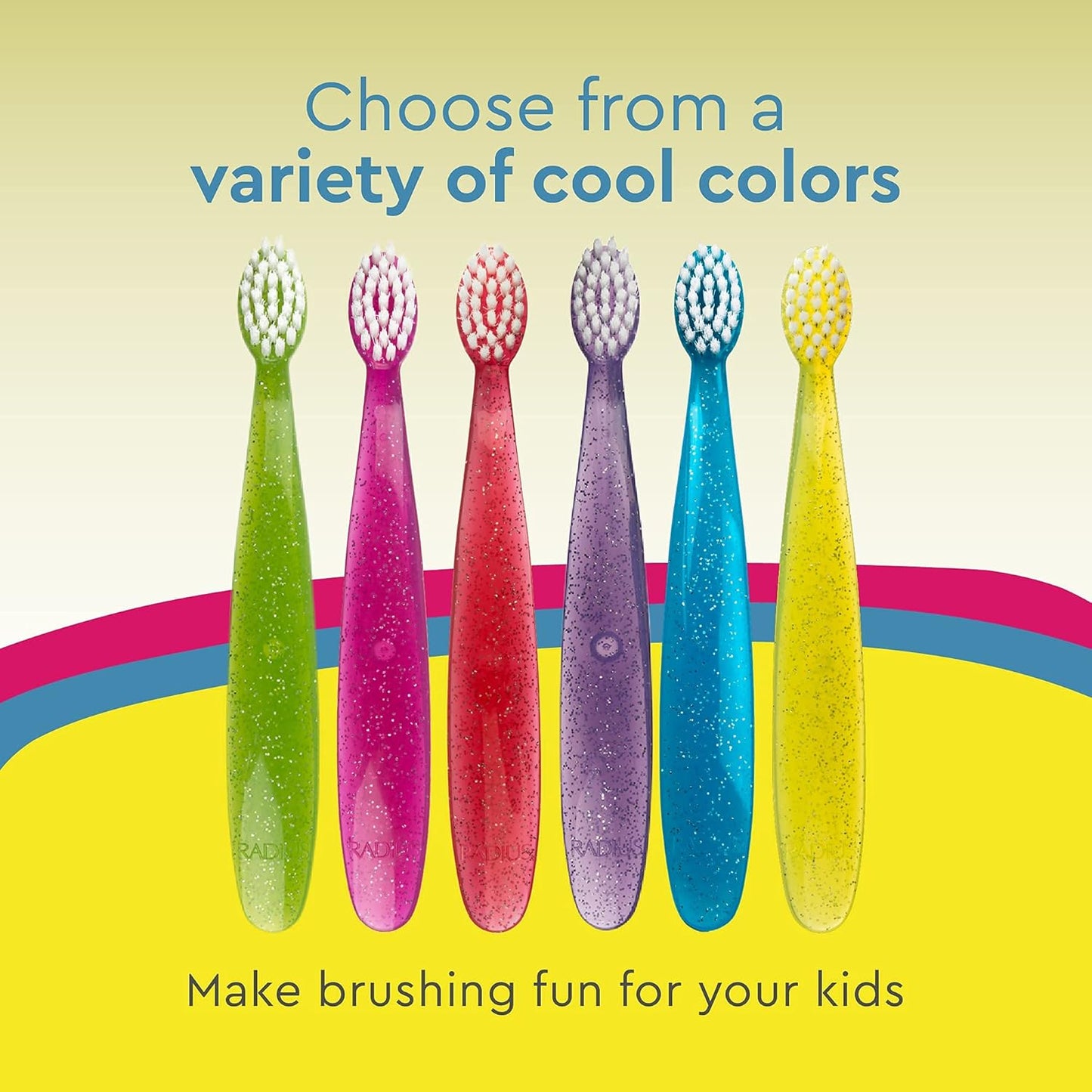 RADIUS Totz Toothbrush - Extra Soft BPA-Free Brush for Delicate Teeth & Gums | Pink Sparkle, Age 18 Months+