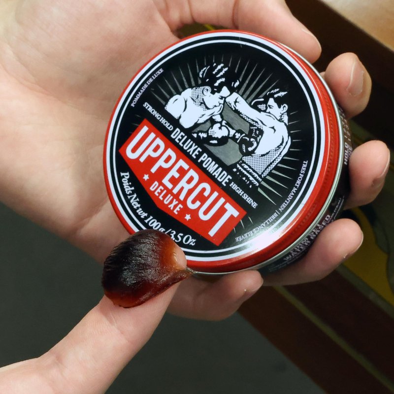 UPPERCUT DELUXE Barbers Collection Deluxe Pomade, 10.5 oz / 300g - Strong Hold, High Shine Hair Pomade – Water-Based, Easy Washout – Classic Barber Styling for Slick Backs, Side Parts & Pompadours
