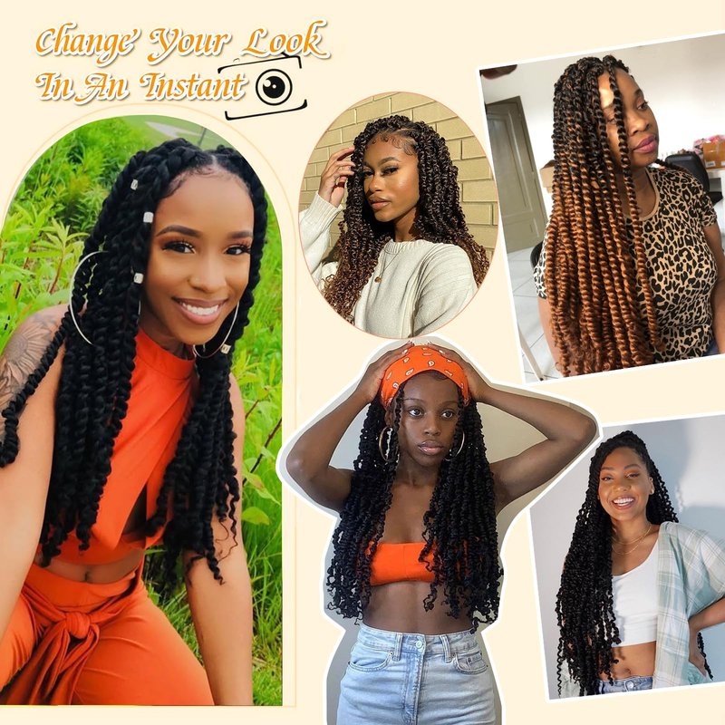 Sunsmilely 8 Packs Passion Twist Hair Pre Twisted 14 Inch Passion Twist Crochet Hair Pre Looped Crochet Braids for Black Women Synthetic Natural Black Curly Braiding Hair Extensions