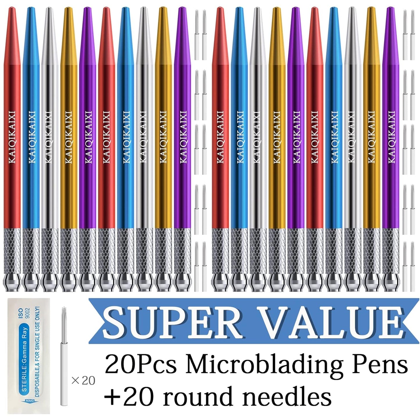 Microblading Pens Set - 20 Waterproof Tattoo Eyebrow Pens for Marking, Filling & Outlining | Perfect for Precision Brows