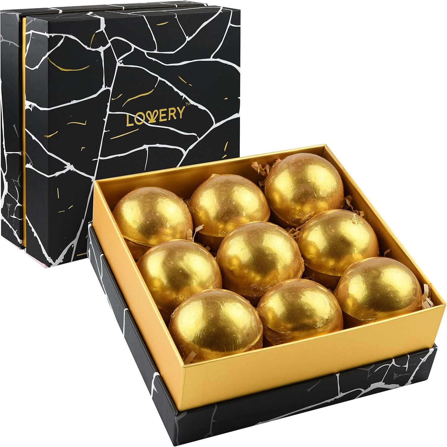 24K Gold Bath Bombs Set - Deluxe Marble Gift Set with 9 Natural Scents | Perfect for Spa & Bubble Baths