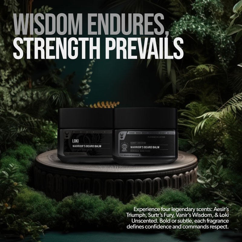The Beard Struggle Warrior’s Beard Balm - Platinum Collection, Surtr's Fury - Non-Greasy Low-Hold Formula, Luxurious Cologne-Grade Fragrances 100% Natural and Plant-Based Ingredients - 50g