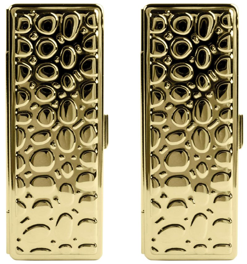 Stephanie Imports Set of 2 Rectangular Vintage Lipstick Cases With Glass Mirror (Gold Drops)